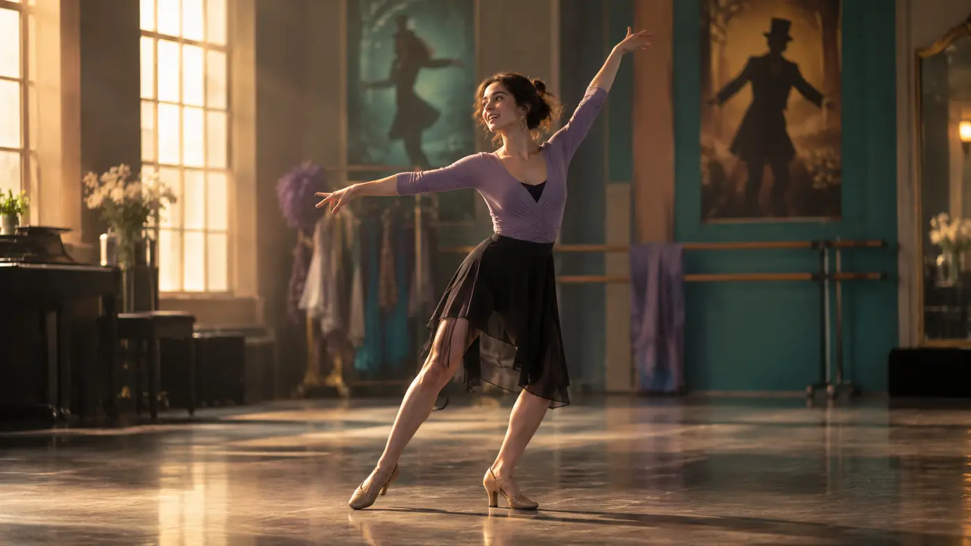 A competitive dancer refining a turn during studio practice.